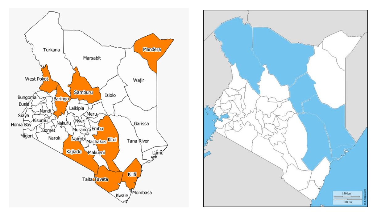 Kenya Map Showing WSS Locations